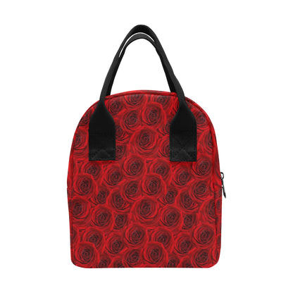 Rose Red Pattern Print Design RO04 Insulated Lunch Bag