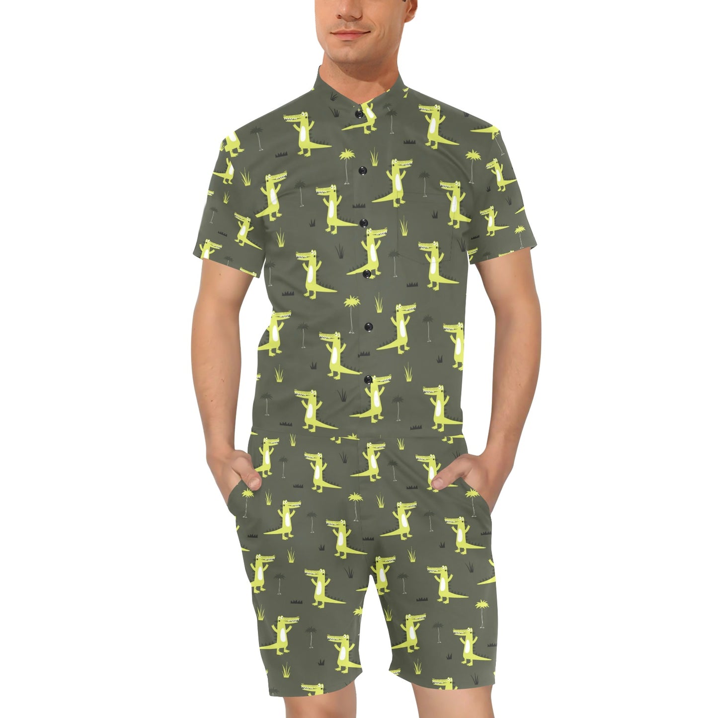 Alligator Pattern Print Design 05 Men's Romper