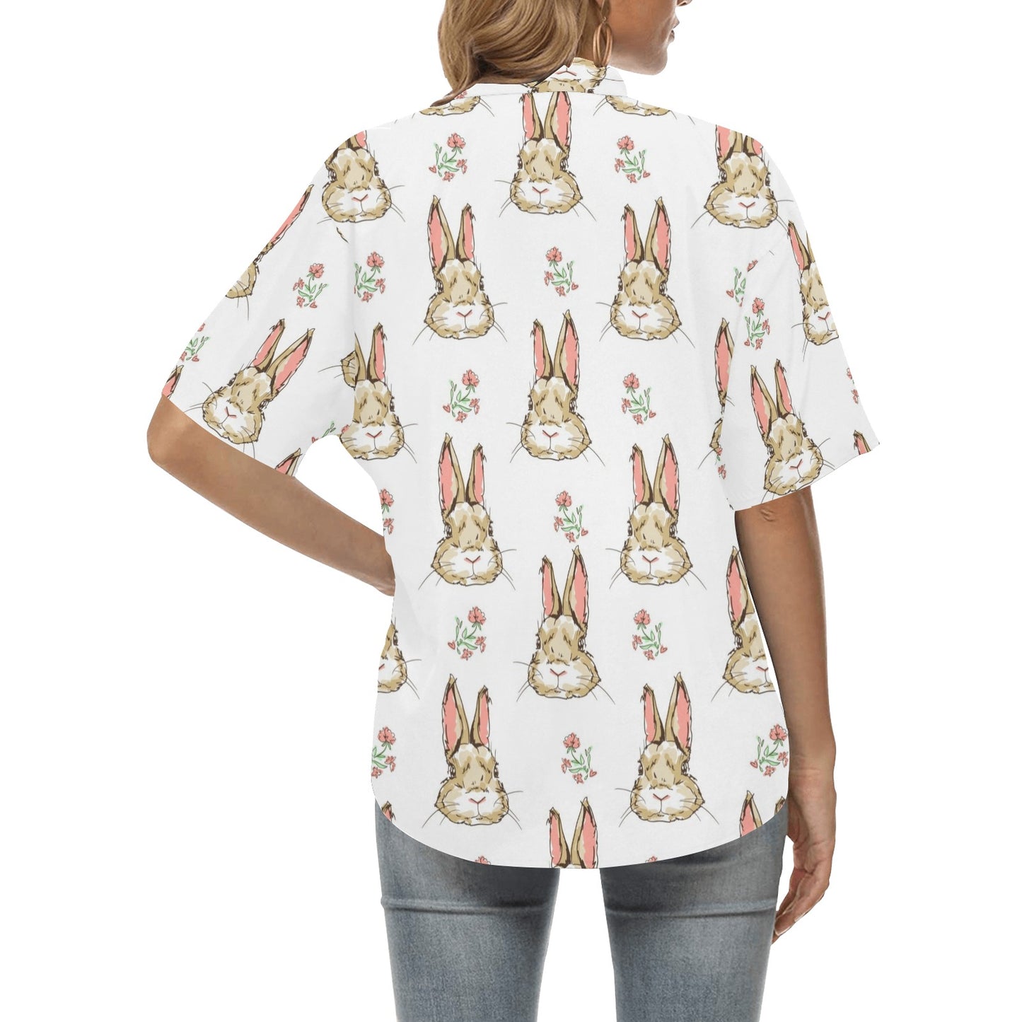 Rabbit Pattern Print Design RB09 Women's Hawaiian Shirt