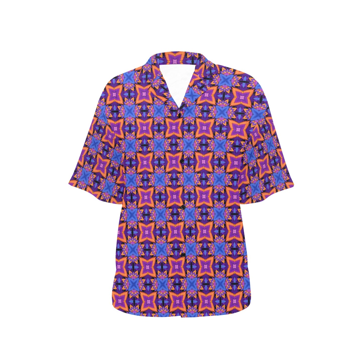 kaleidoscope Purple Orange Print Design Women's Hawaiian Shirt