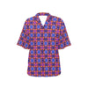 kaleidoscope Purple Orange Print Design Women's Hawaiian Shirt