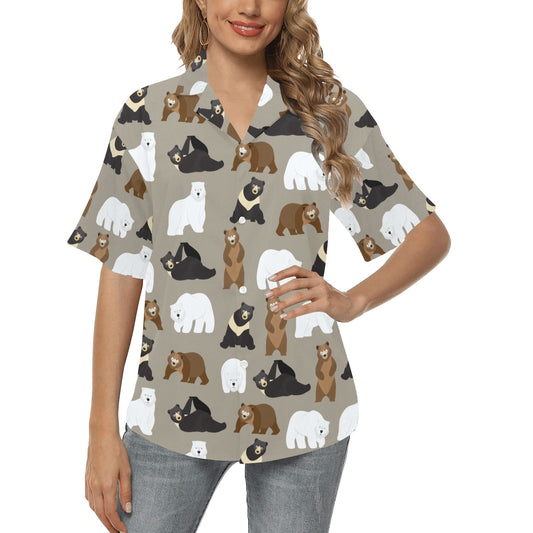 Bear Pattern Print Design BE03 Women's Hawaiian Shirt