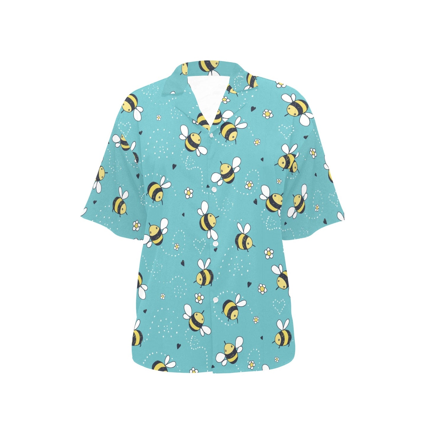 Bee Pattern Print Design BEE02 Women's Hawaiian Shirt