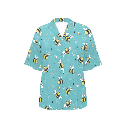 Bee Pattern Print Design BEE02 Women's Hawaiian Shirt