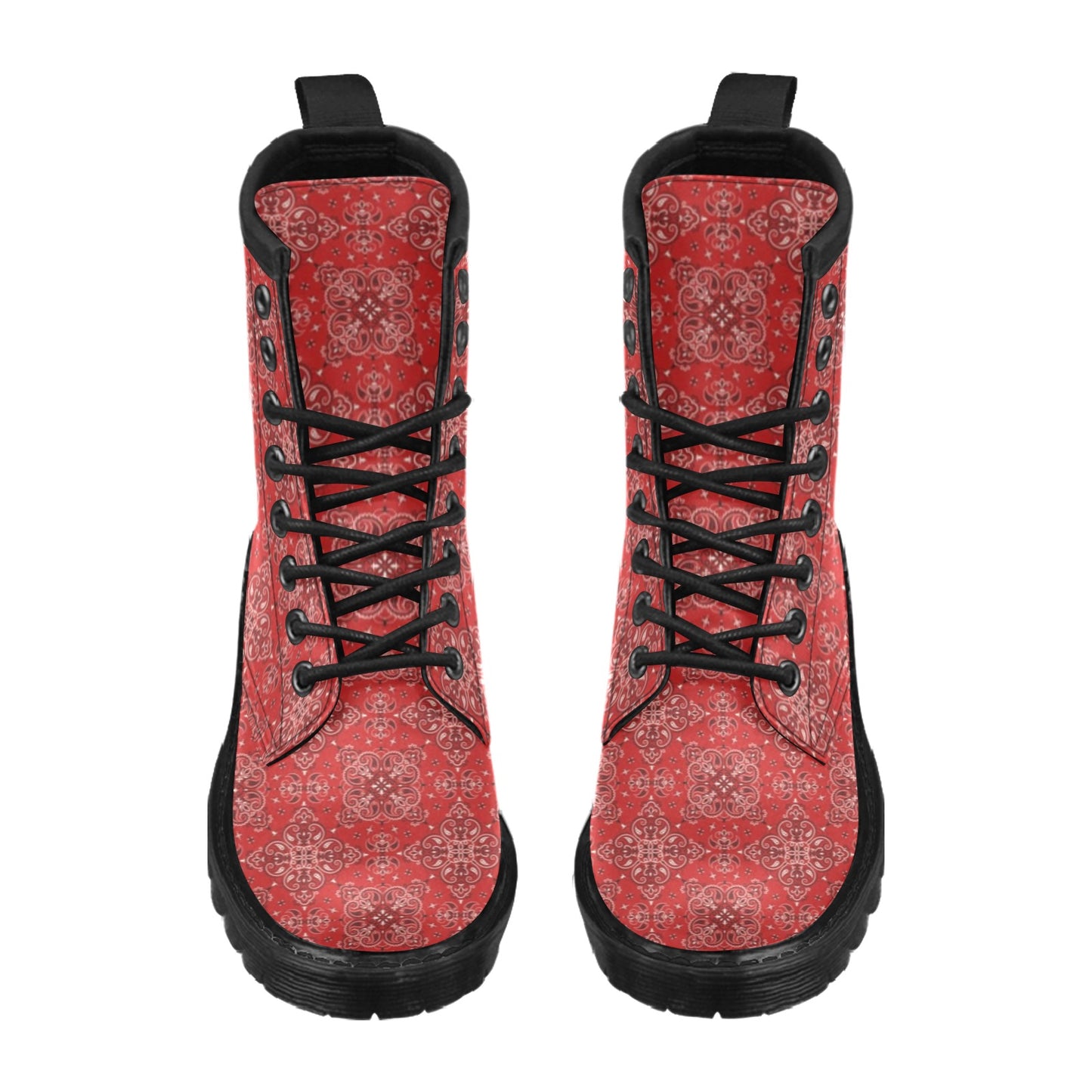 Bandana Red Pattern Print Design LKS3010 Women's Boots