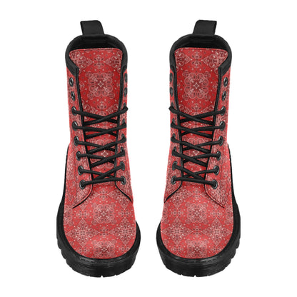 Bandana Red Pattern Print Design LKS3010 Women's Boots