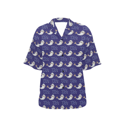 Sea Lion Print Design LKS404 Women's Hawaiian Shirt