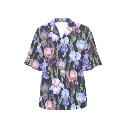 Iris Pattern Print Design IR04 Women's Hawaiian Shirt