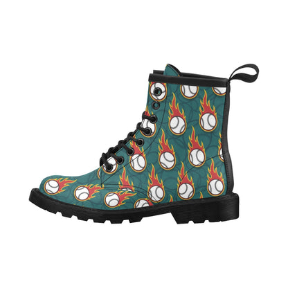 Baseball Fire Print Pattern Women's Boots
