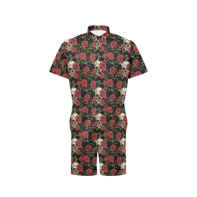 Skull And Roses Print Design LKS303 Men's Romper