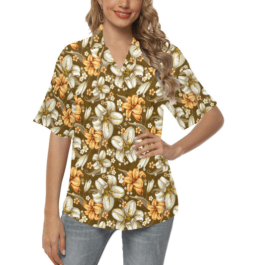 Lily Pattern Print Design 01 Women's Hawaiian Shirt