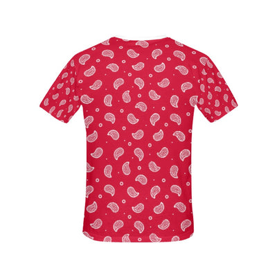 Bandana Red Paisley Print Design LKS305 Women's  T-shirt