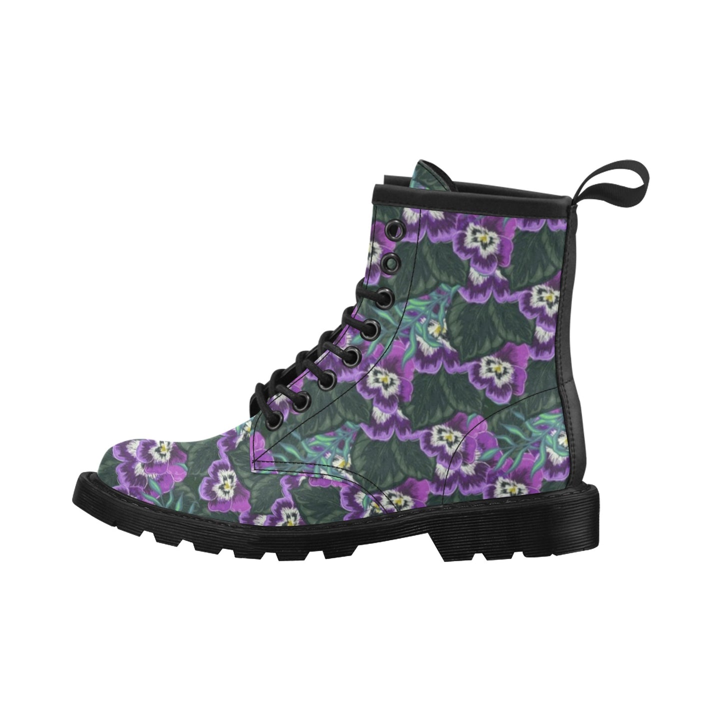 Pansy Pattern Print Design PS07 Women's Boots