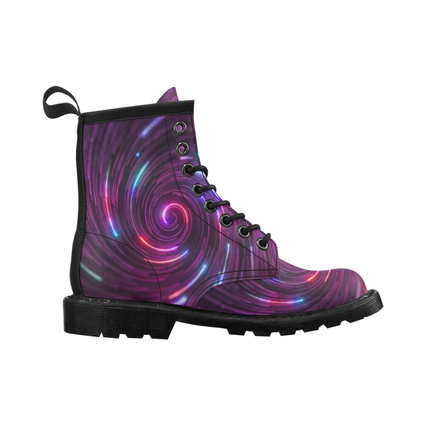 Vortex Twist Swirl Purple Neon Print Women's Boots