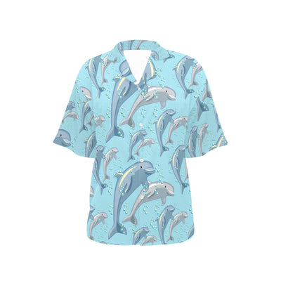 Dolphin Print Pattern Women's Hawaiian Shirt