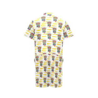 Tiki Smile Mask Print Pattern Men's Romper