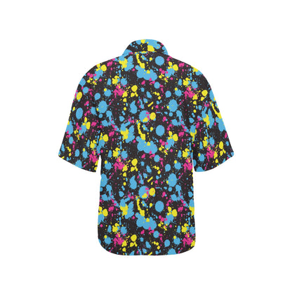Splatter Colorful Print Design LKS301 Women's Hawaiian Shirt