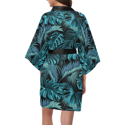 Palm Leaf Pattern Print Design A03 Women's Short Kimono