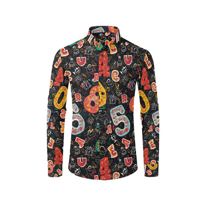 Number Pattern Print Design A03 Men's Long Sleeve Shirt