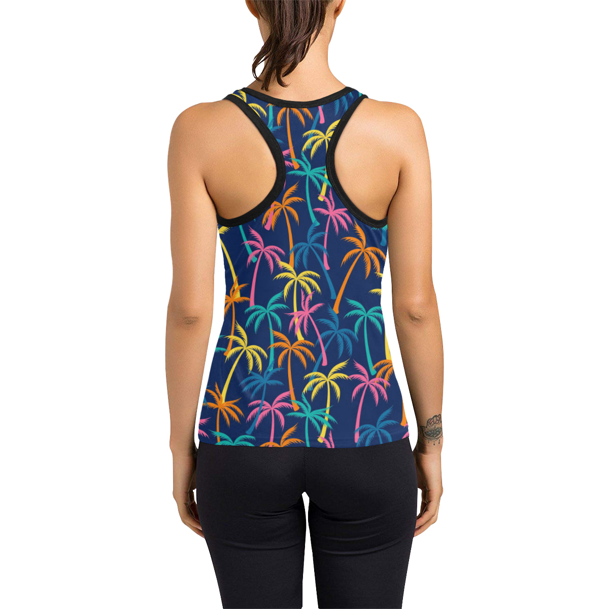 Palm Tree Pattern Print Design PT013 Women's Racerback Tank Top
