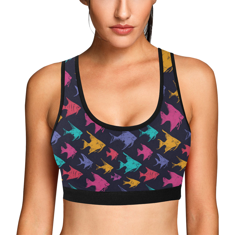 Angelfish Colorful Pattern Print Design 03 Sports Bra