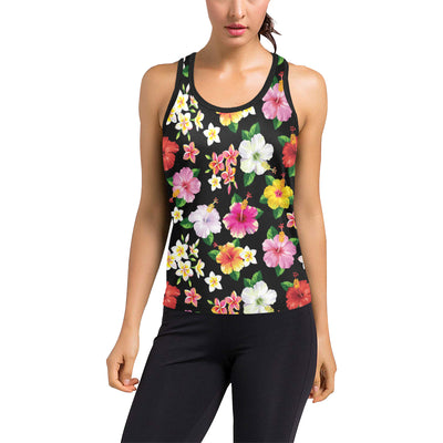 Hibiscus Pattern Print Design HB025 Women's Racerback Tank Top