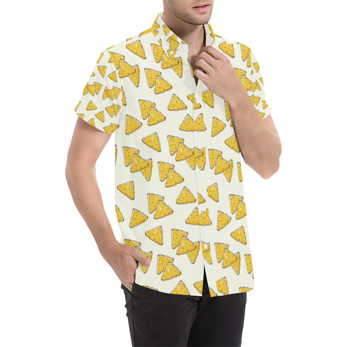 Nachos Pattern Print Design A01 Men's Short Sleeve Button Up Shirt