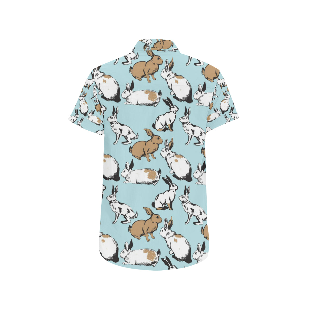 Rabbit Pattern Print Design RB018 Men's Short Sleeve Button Up Shirt