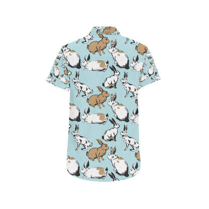 Rabbit Pattern Print Design RB018 Men's Short Sleeve Button Up Shirt