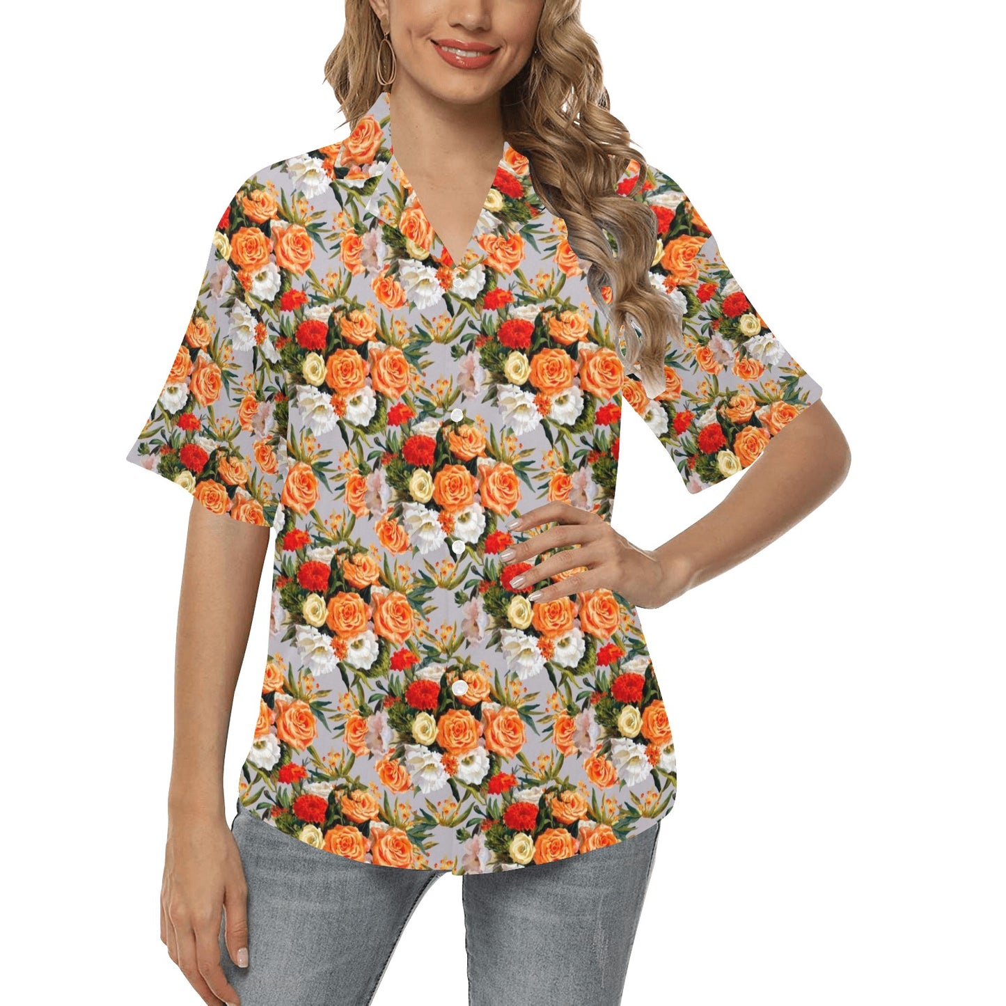 Lisianthus Pattern Print Design LT04 Women's Hawaiian Shirt