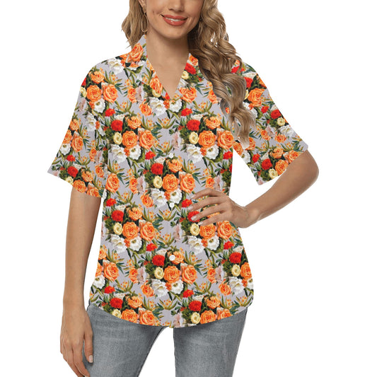 Lisianthus Pattern Print Design LT04 Women's Hawaiian Shirt
