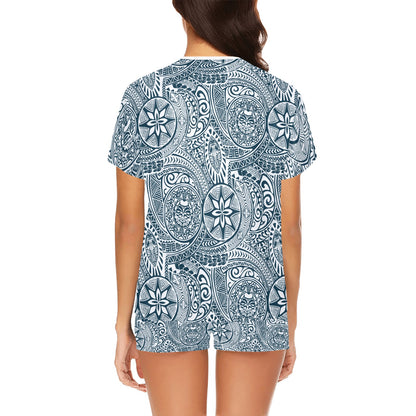 Samoan Pattern Print Design LKS306 Women's Short Pajama Set