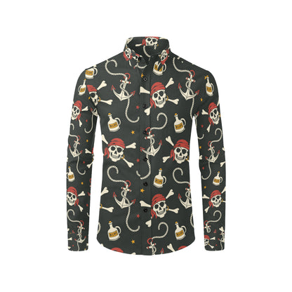 Pirate Pattern Print Design A02 Men's Long Sleeve Shirt
