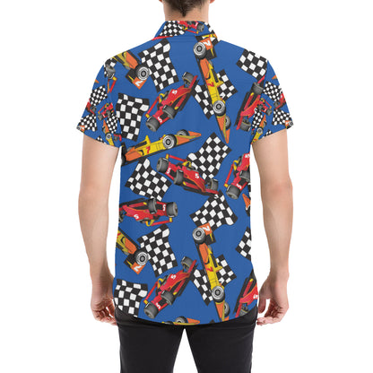 Racing Pattern Print Design A01 Men's Short Sleeve Button Up Shirt