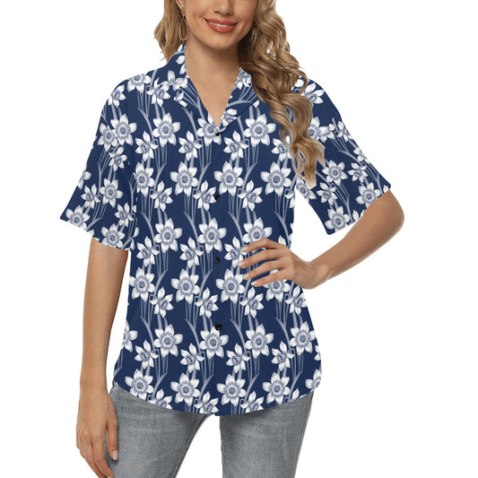 Daffodils Pattern Print Design DF09 Women's Hawaiian Shirt
