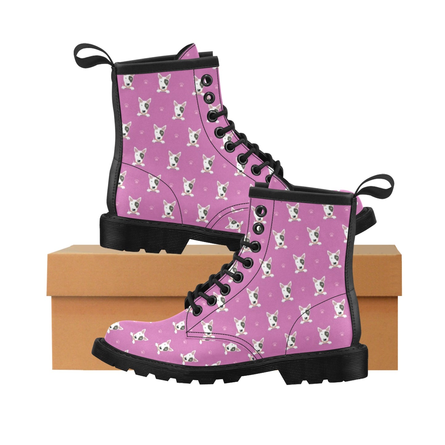 Bull Terrier Happy Print Pattern Women's Boots