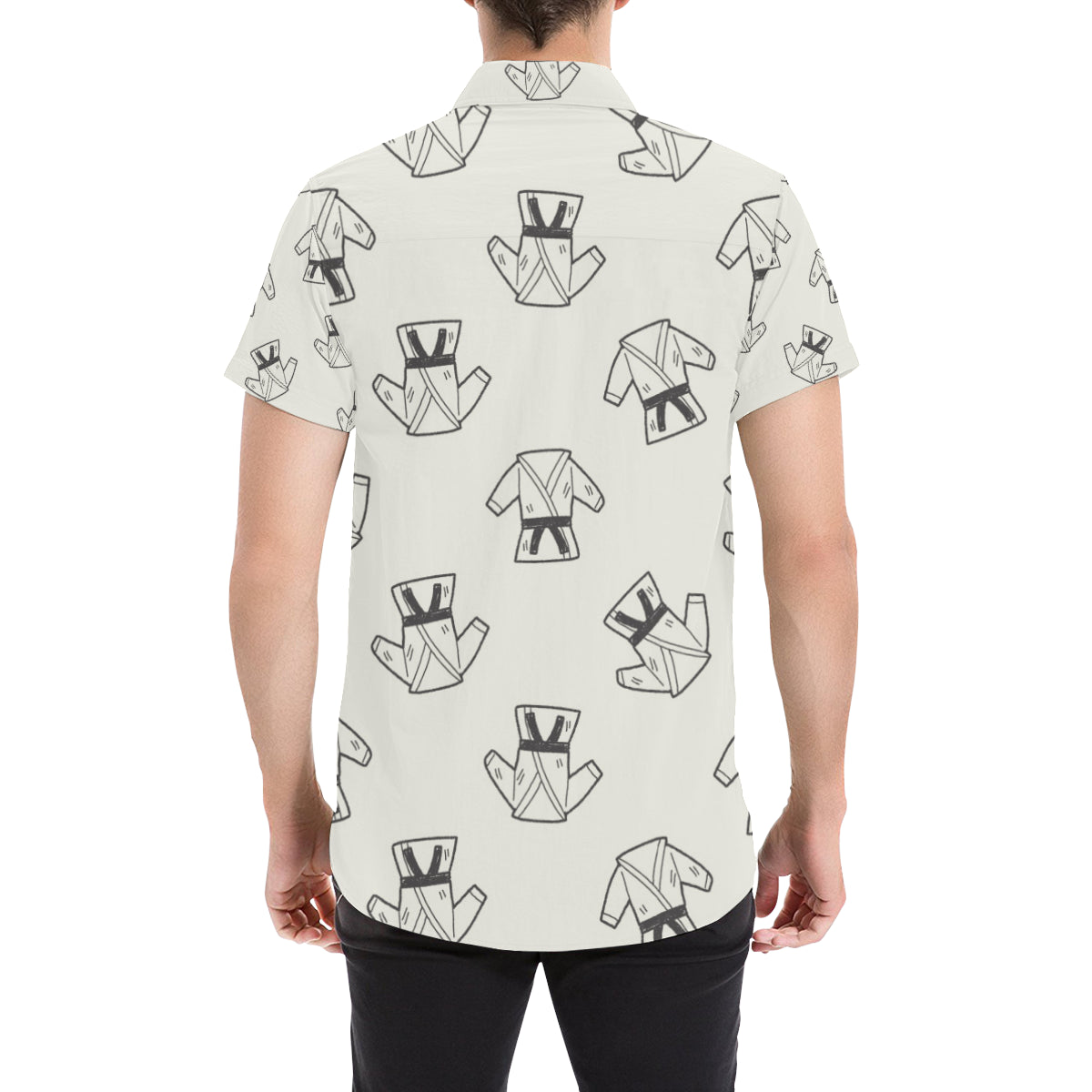 Karate Pattern Print Design 01 Men's Short Sleeve Button Up Shirt