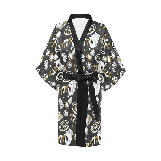 Casino Pattern Print Design 05 Women's Short Kimono