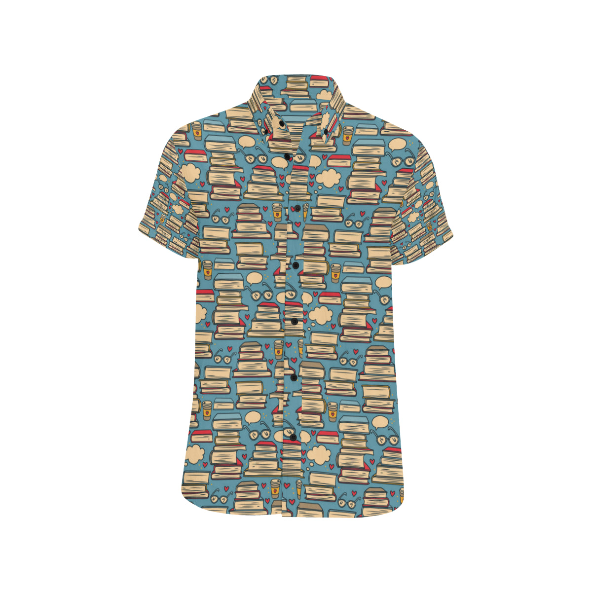 Book Pattern Print Design 03 Men's Short Sleeve Button Up Shirt