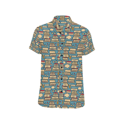 Book Pattern Print Design 03 Men's Short Sleeve Button Up Shirt
