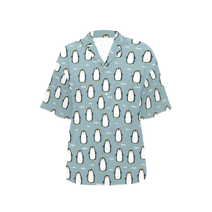 Penguin Pattern Print Design A02 Women's Hawaiian Shirt