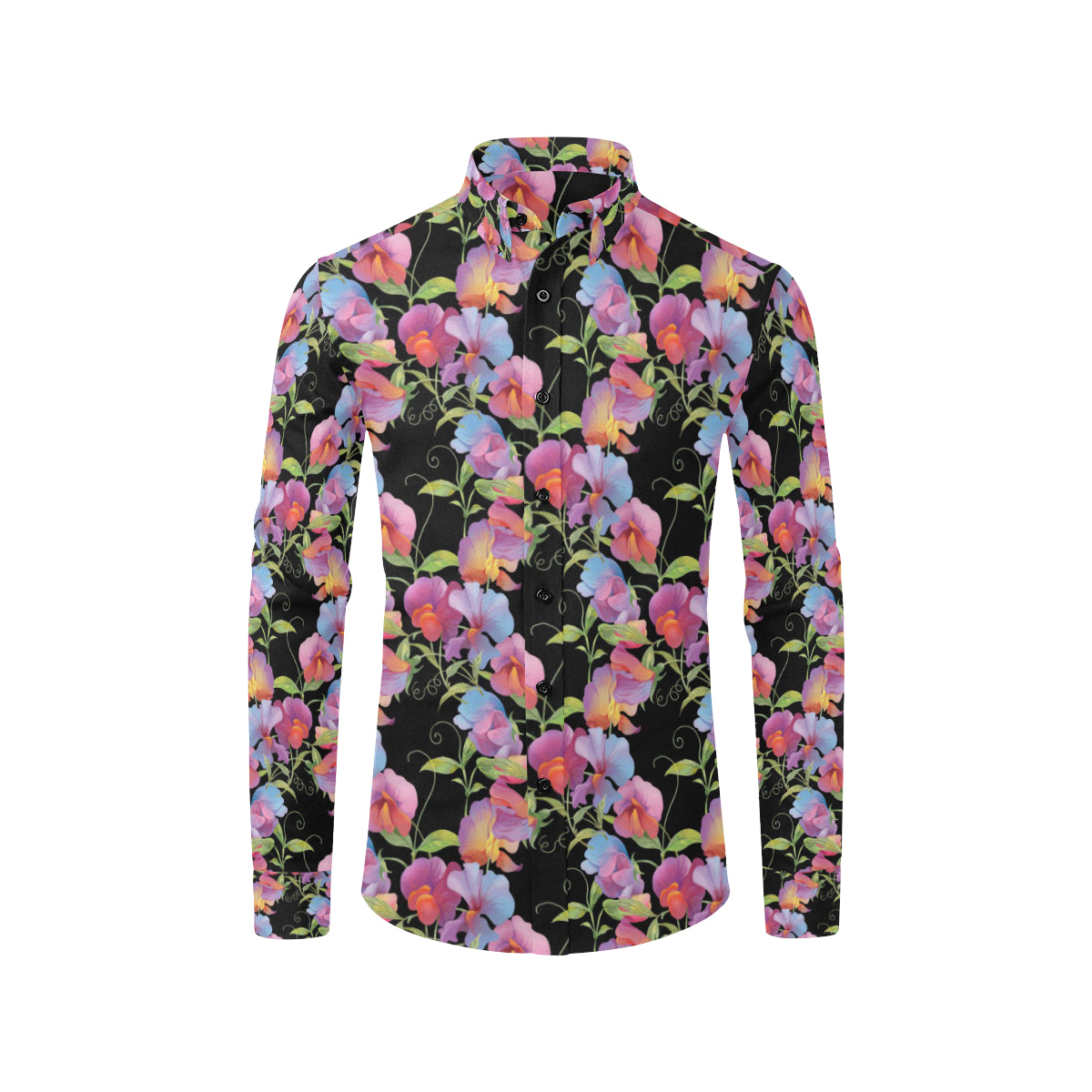 Peony Pattern Print Design PE012 Men's Long Sleeve Shirt