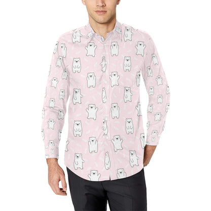 Polar Bear Pattern Print Design PB09 Men's Long Sleeve Shirt
