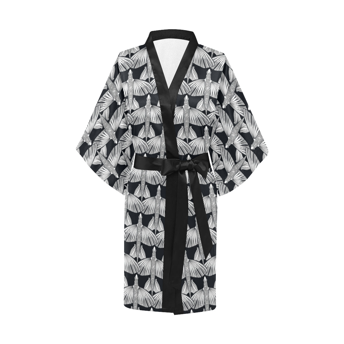 Flying Fish Pattern Print Design 03 Women's Short Kimono