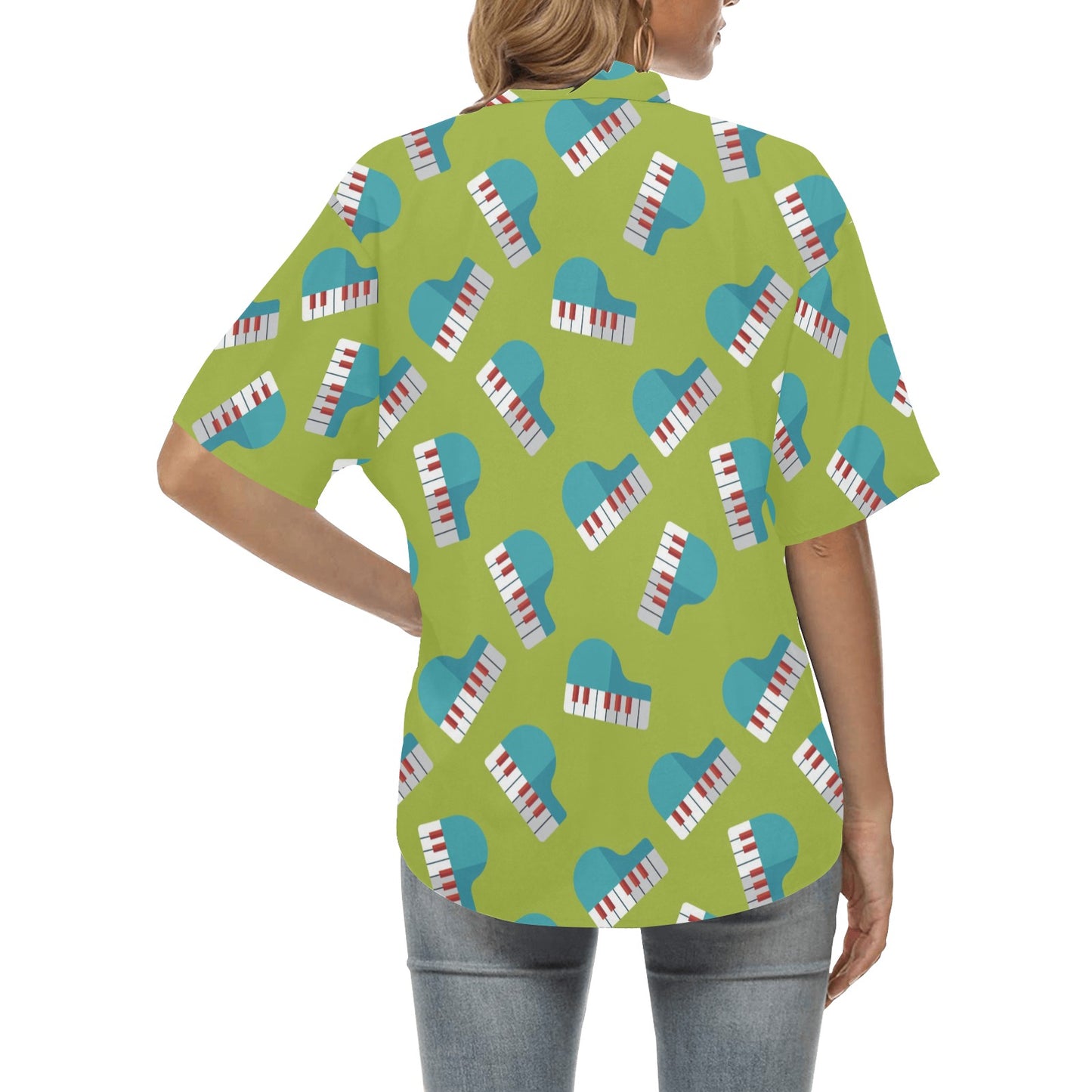 Piano Pattern Print Design 03 Women's Hawaiian Shirt