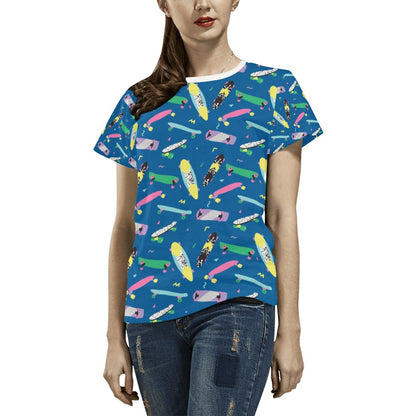 Skateboard Print Design LKS302 Women's  T-shirt