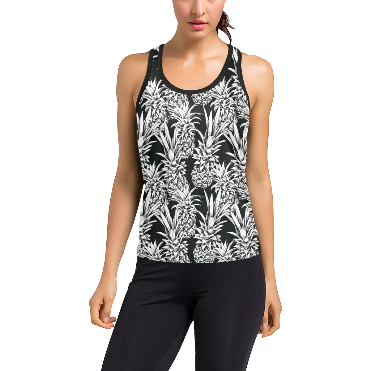 Pineapple Pattern Print Design PP08 Women's Racerback Tank Top
