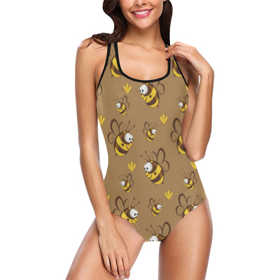 Bee Pattern Print Design BEE09 Women Swimsuit