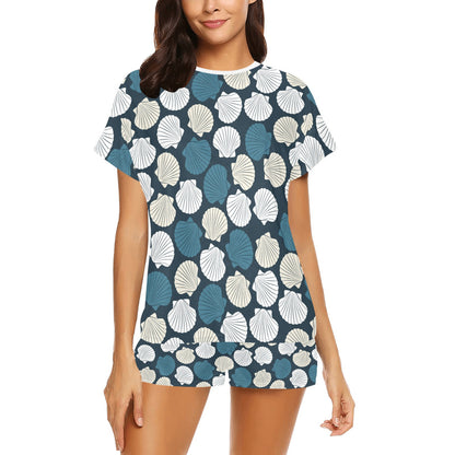 Seashell Print Design LKS3013 Women's Short Pajama Set