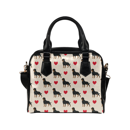Rottweiler Pattern Print Design A02 Shoulder Handbag